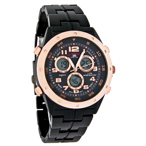 U.S. Polo Assn Mens Rose Gold & Black Finish Multi-Function Quartz Watch US8269