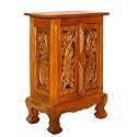 Handmade Asian Furniture - 24" Exotic Peacocks Storage Cabinet / Nightstand - Natural Finish