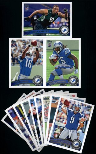 2011 Topps Detroit Lions Complete Team Set of 12 cards including Stafford, Calvin Johnson, Suh, Titus Young RC, Fairley RC, Leshoure RC and more!