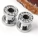 PiercingJ 6pcs Punk Rhinestone Crystal Screw Tunnels Ear Expander Stretch Plugs Piercing Gauge 2g