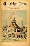 1893 Print Maine State Building Chicago Fair American Flag Charles Frost Art - Original Cover