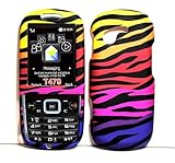 Yellow Pink Purple Rainbow Zebra Rubberized Snap on Hard Protective Cover C ....