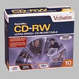 10PK CD-RW 74 Min 650MB 32XULTRA Speed with Slim Case Branded