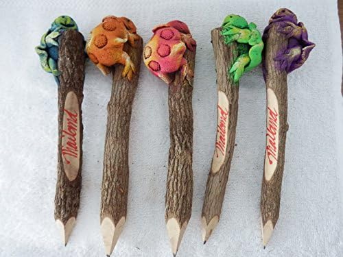 Wood Pencil Turtle Sawdust Natural Handcraft Nice Gift - Pack of 10 By Dragonista