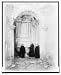 Historic Print (L): [Father O'Kief and two other monks standing under dilapidated arch of the old Spanish mi