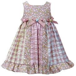 Girls Square Neck Floral Print Sleeveless Knee Length  Colorblocking  Cotton/Polyester  Dress With a Bow(s) and a Sash  and Ruffles