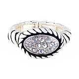 Ring - R84 - Stretch - Ring Size 7 - Will Stretch Even Bigger ~ Silver Tone Metal with Clear Crystals