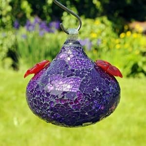 Faceted Glass Hummingbird Feeder Red