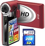 SVP T400-Red 1280x720p True HD Camcorder with 2.4 LCD (SVP 2GB High Speed SD Memory Card Included)
