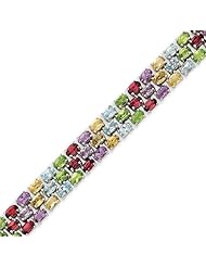 Sterling Silver 7 Inch Rainbow Semi-precious Bracelet - 7 Inch