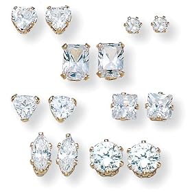 7-Pair DiamonUltra&trade; Cubic Zirconia 18k Gold over Sterling Silver Earring Set