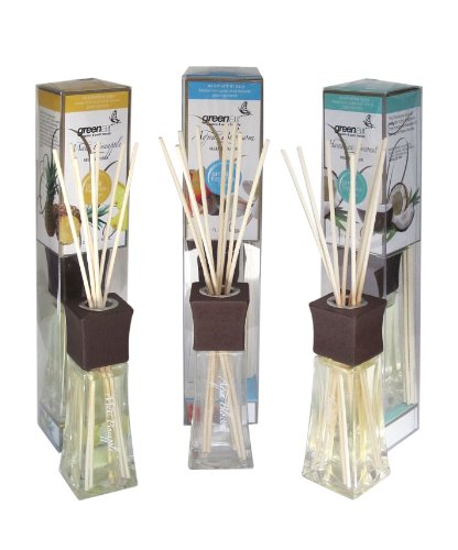 Greenair All Natural Reed Diffuser Set, Pineapple, Aqua Blossom and Coconut