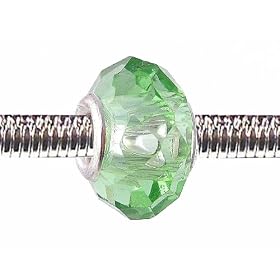 Pandora Style Charm Bead (Z89) Faceted Murano Lampwork Glass (14mm x 10mm) (fits Troll too)
