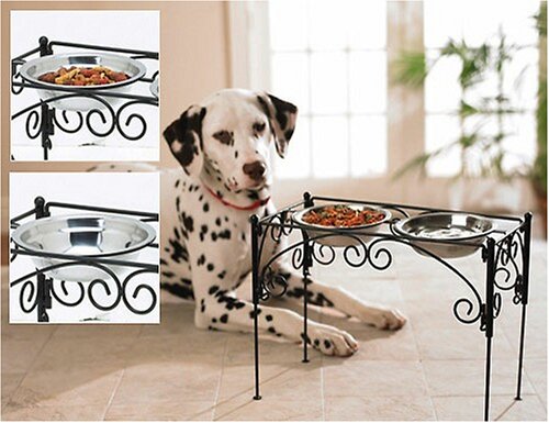 Pet Dog Adjustable Raised Double Feeder