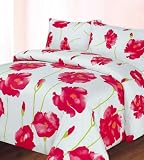 Watercolour Red Double Bed Soft Touch Duvet Cover Set