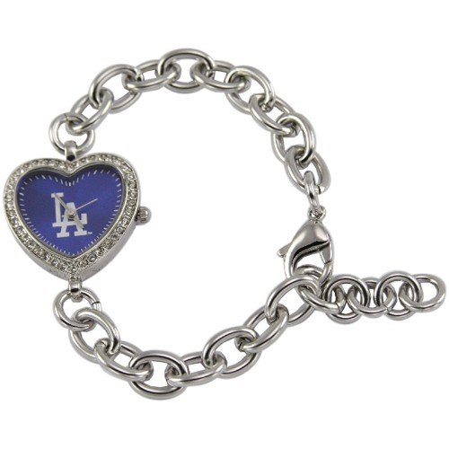 L.A. Dodgers Ladies Silver Heart Watch