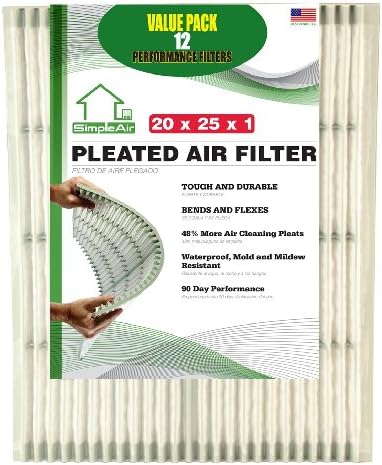 Simple Air- Pleated Air Filter 20x25"x1" (12 Pack)