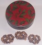 Scott's Cakes 1 lb. Dark Chocolate Covered Pretzel with Chocolate Chips & Peanut Butter Chips in a Holly Tin