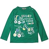 《H28年秋冬物》 nico hrat(ニコフラート) 製品洗い加工済み 42/2天竺はたらく車長袖Tシャツ 80cm/GN NO.B-260263