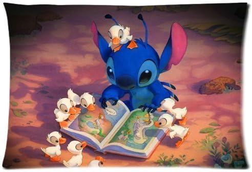 Custom Cute Cartoon Lilo and Stitch Rectangle Standard Zippered Pillowcase Covers in Size 16x24 Inch (Two Side) Number-2