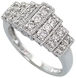14k White Gold Band 3/8' (10mm) wide, w/ 0.50 Carat Round Brilliant Diamonds