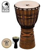 Toca TODJ Origins wood Djembe with 12 inch hand selected goatskin head and African Mask finish. Also includes Toca Shaker (#TDS-DPS) 