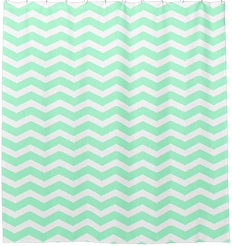 Showcas1e Mint Green Chevron Shower Curtain Polyester