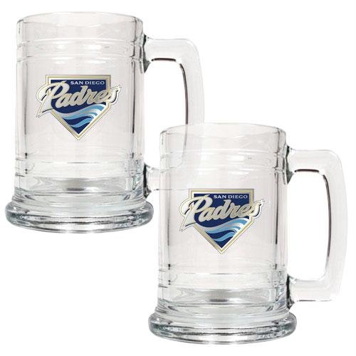 MLB San Diego Padres Two Piece 15-Ounce Glass Tankard Set- Primary Logo