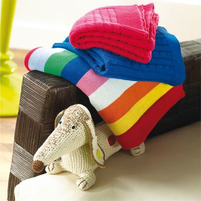 Izziwotnot Cable Knit Stroller Blanket, Royal Blue, Moses/crib/pram Picture