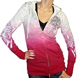 ED HARDY Christian Audigier Crystal Rock Womens Platinum Dragon Hoodie Shirt Hooded Sweatshirt Pink