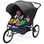 Kiddopotamus Rayshade UV Protective Double Stroller Shade for Twin Strollers & Joggers, Black