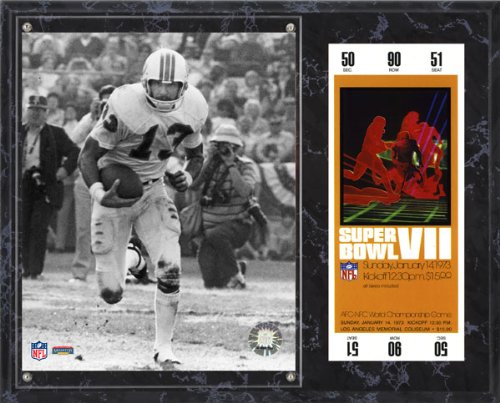 Jake Scott Sublimated 12x15 Plaque | Details: Miami Dolphins, Super Bowl VII, with Replica ticket