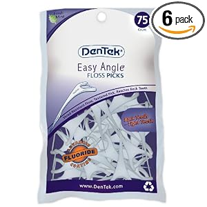 DenTek Easy Angle Floss Picks 75-count,   (Pack of 6)