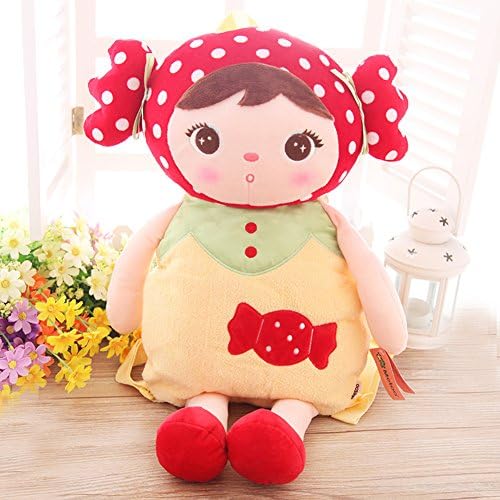 Happy Childtime Kids Baby Cute Cartoon Doll Pattern Kindergarten Shoulder Bag Schoolbag Backpack (Red Candy)