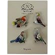 Pewter Bird Magnets with Jeweled Accents, Set of 4