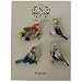 Pewter Bird Magnets with Jeweled Accents, Set of 4
