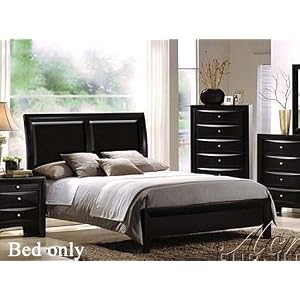 Queen Size Bed with Black Bycast Headboard by ACME