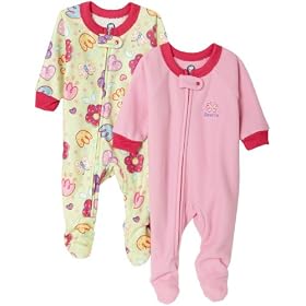 Gerber Dotted Flower Blanket Sleepers Two Pack, Mid Pink