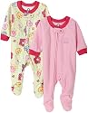Gerber Dotted Flower Blanket Sleepers Two Pack, Mid Pink