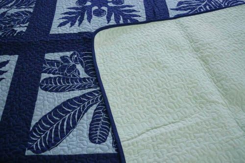 Hawaiian Patchwork quilt, Navy, King