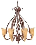Fredrick Ramond FR49311WAL Walnut Fleur De Lis Art Deco / Retro Six Light Chandelier from the Fleur