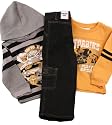 B T Kids Fall/Winter Toddler Boys 3 pc Grey Striped Motocross Motorcycle Pant Set
