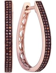 10KT Rose Gold 0.33 CTW-Diamond Micro-Pave Hoops