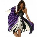 Traum Satin Cocktailkleid Lila Schwarz (5197)