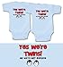 Yes We're Twins, Twin Boys Gift Set, Choose from Sizes 0-18 mo (Includes 2 Bodysuits)