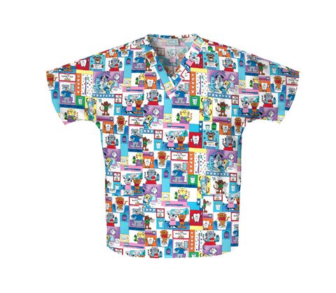 External hard drive:Scrubs - Cherokee The Dentist is In Print Two Pocket Scrub Top (Medium)