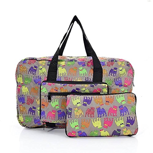 Folding Holdall Travel Bag Pug Dog Print - Hand Luggage Size