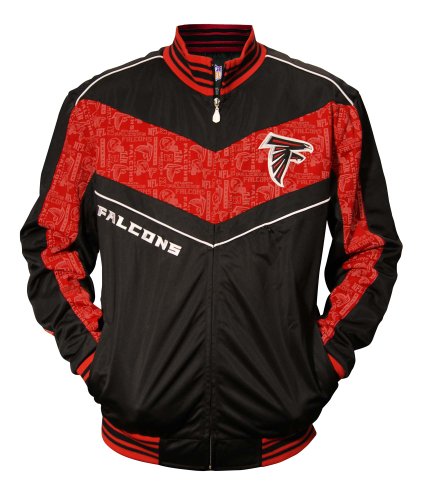 Mtc Marketing NFL Men's Atlanta Falcons Lateral Track Jacket, Black/Red, 2X-Large