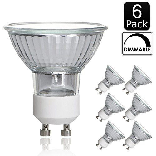 Luxrite LR20590 (6-Pack) 50W/GU10/120V 50-Watt MR16 Halogen Light Bulb, Glass Cover, Dimmable, 450 Lumens, GU10 base