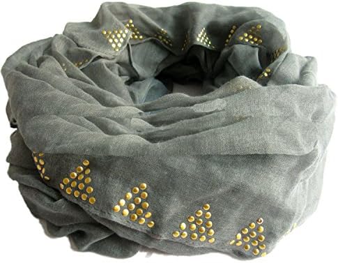 Sexyinlife Rhinestone Triangular Inlaid Lightweight Infinity Loop Scarf Army Green